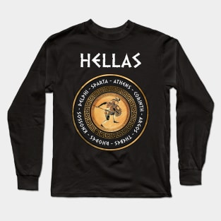 Hellas Ancient Greece Cities Greek Hoplite Symbol Long Sleeve T-Shirt